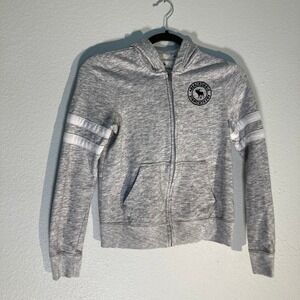 Abercrombie Kids Gray Full Zip Hoodie Sweatshirt Logo Back Graphic Size 11/12